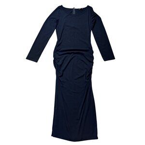 Express L Long Sleeve Black Maxi Dress With Side Ruching Goth Whimsigoth